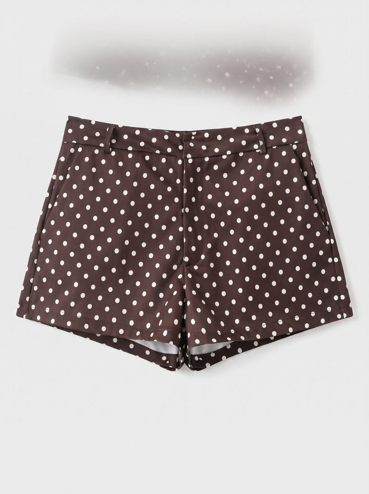 Polka Dot Cropped Stand Collar Jacket