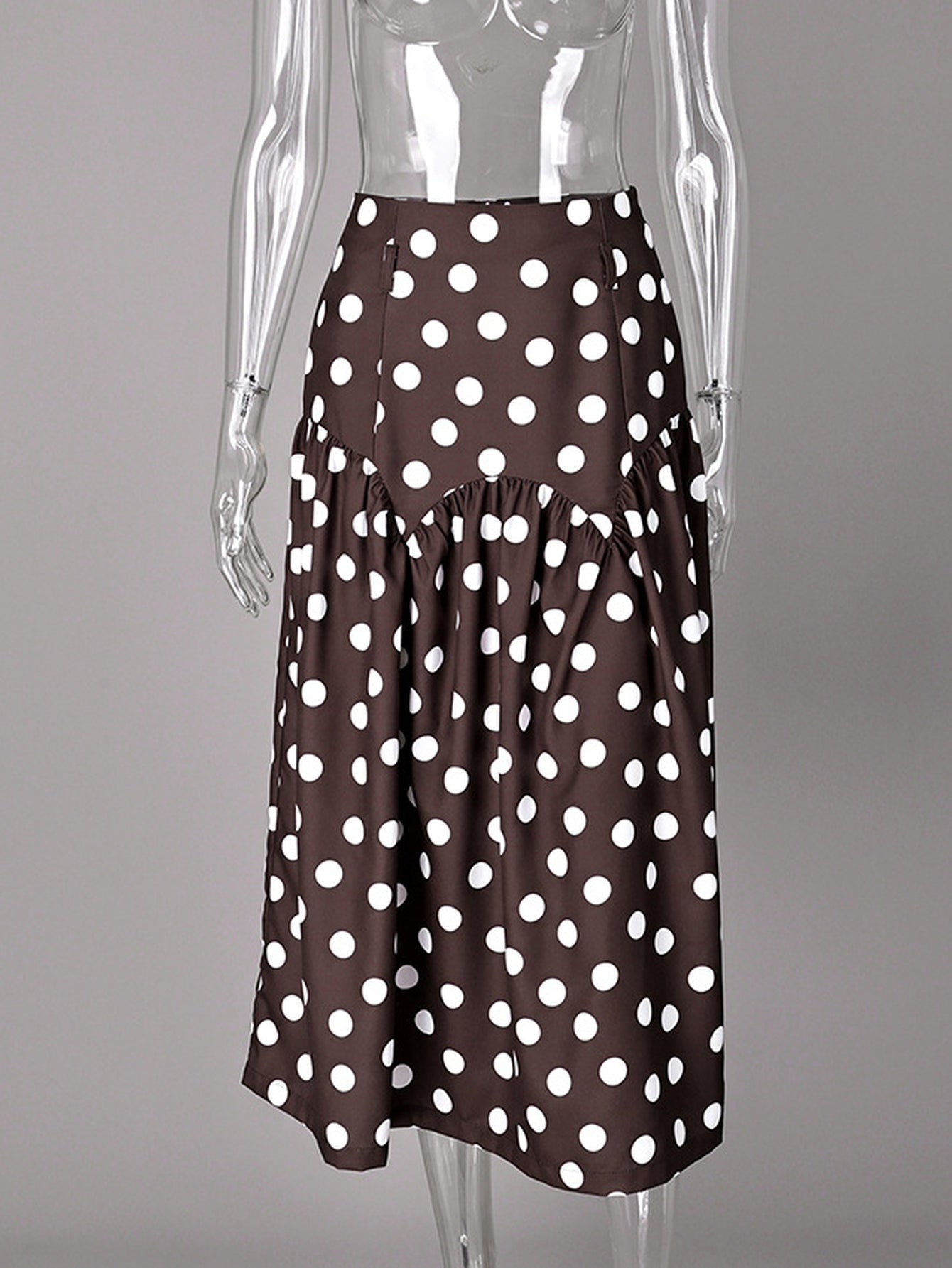 High Waisted Polka Dot Midi Skirt