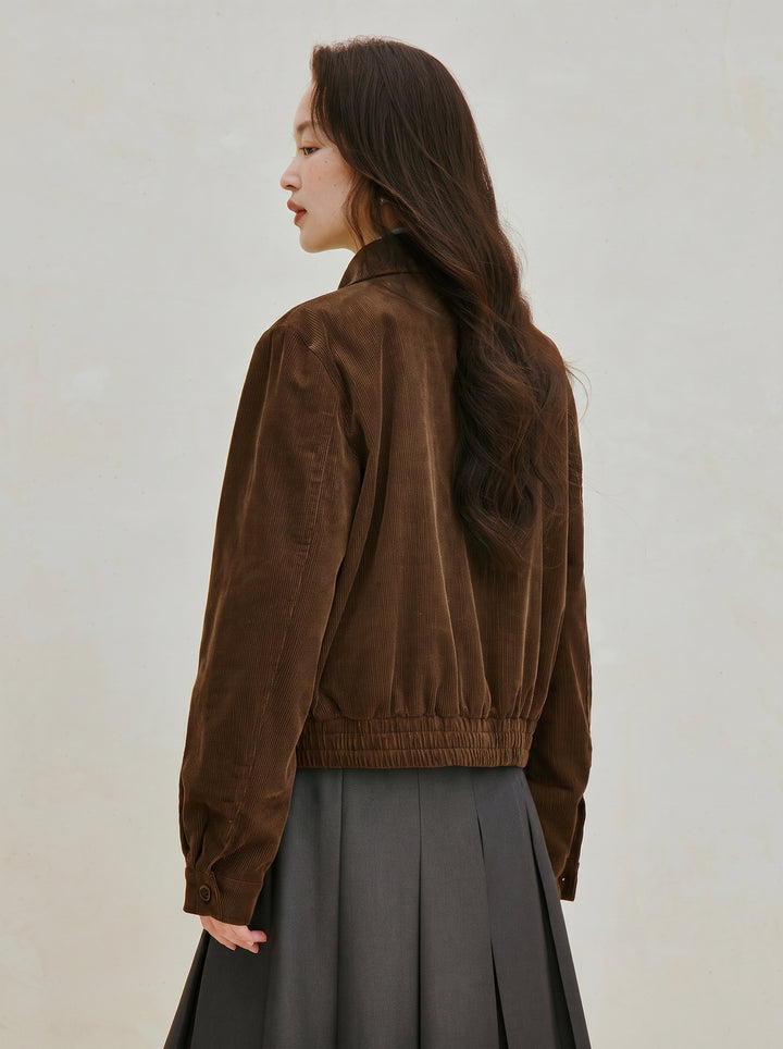 Embroidered Corduroy Casual Bomber Jacket