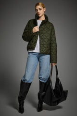 Oversized Quilted Snap Front Puffer Jacket