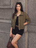 Cropped Oversized Utility Zip Up Jacket