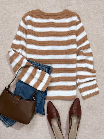 Striped Button Down Knit Cardigan