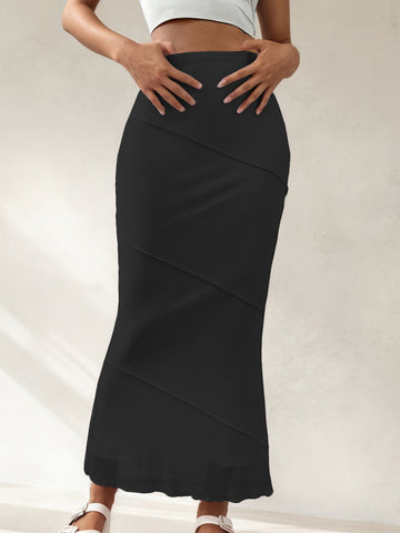 Layered Ruffle Mermaid Midi Skirt