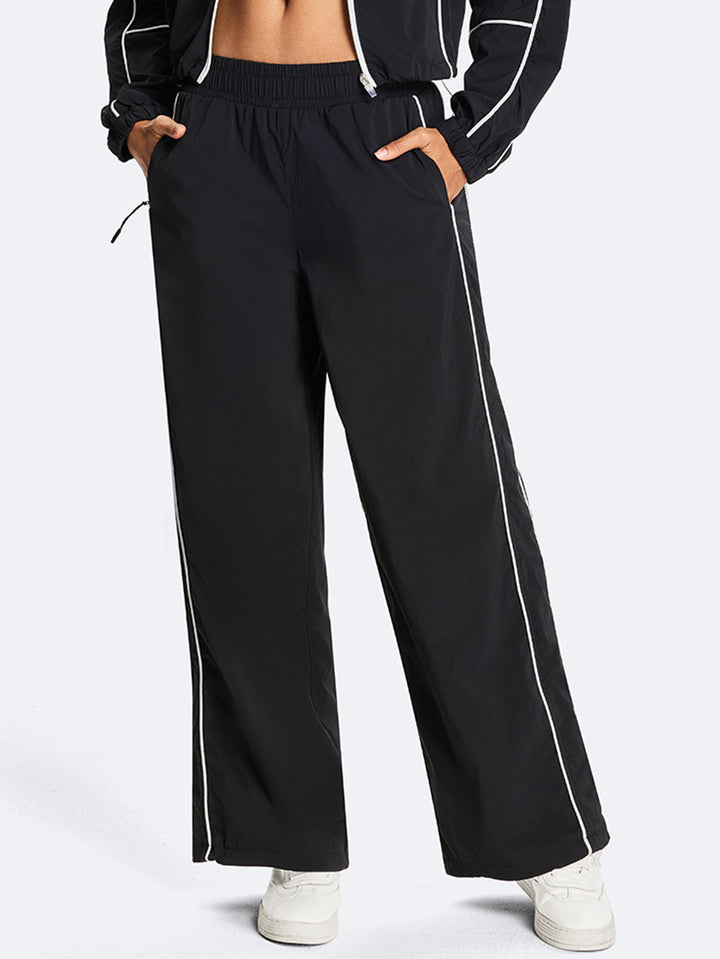 High Waisted Piping Sporty Jogger Pants