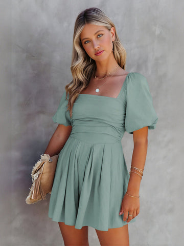 Square Neck Puff Sleeve Romper