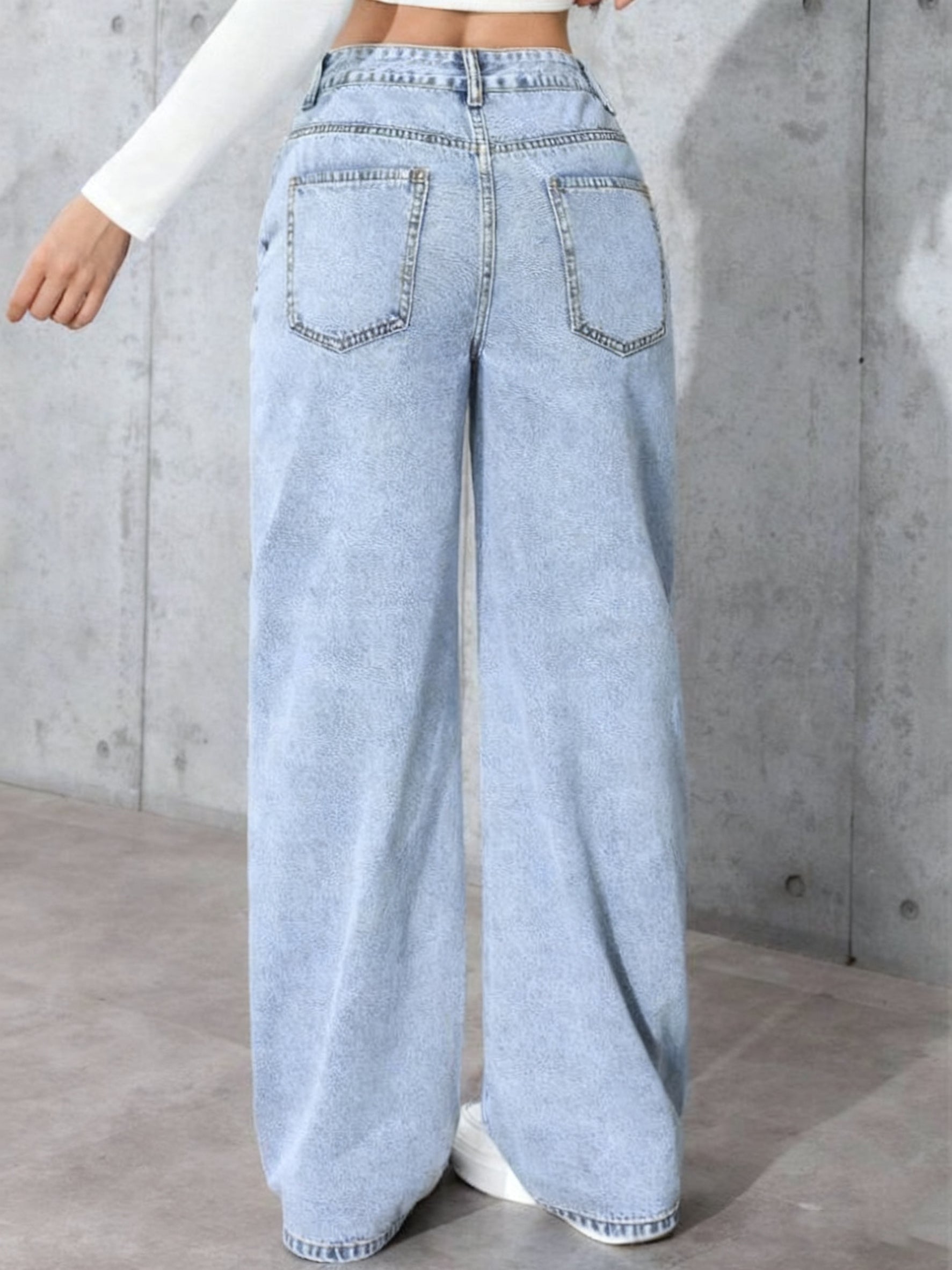 Sparkly Rhinestone Wide Leg Jeans