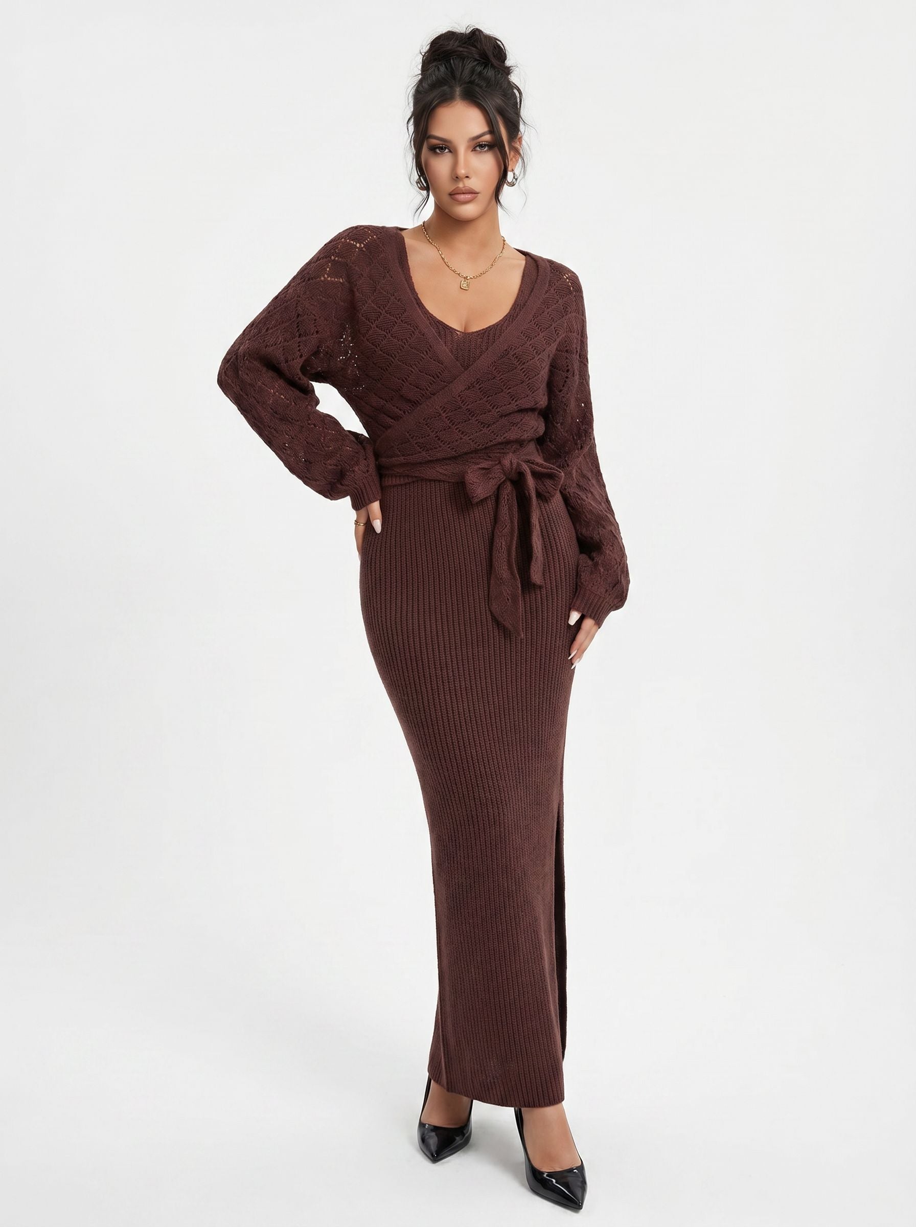 Cozy Wrap Belted Knit Set