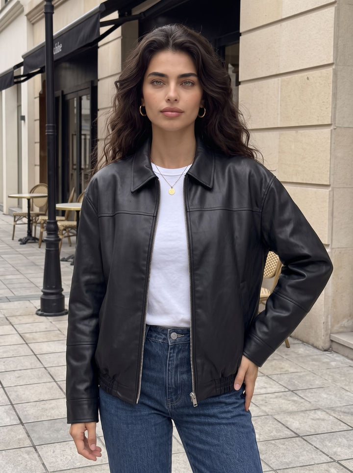 Oversized Vintage Style Faux Leather Jacket