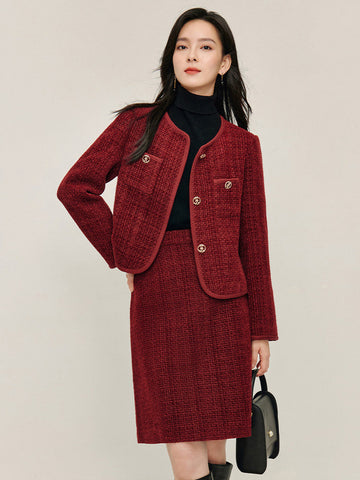 Structured Wool Blend Tweed Jacket