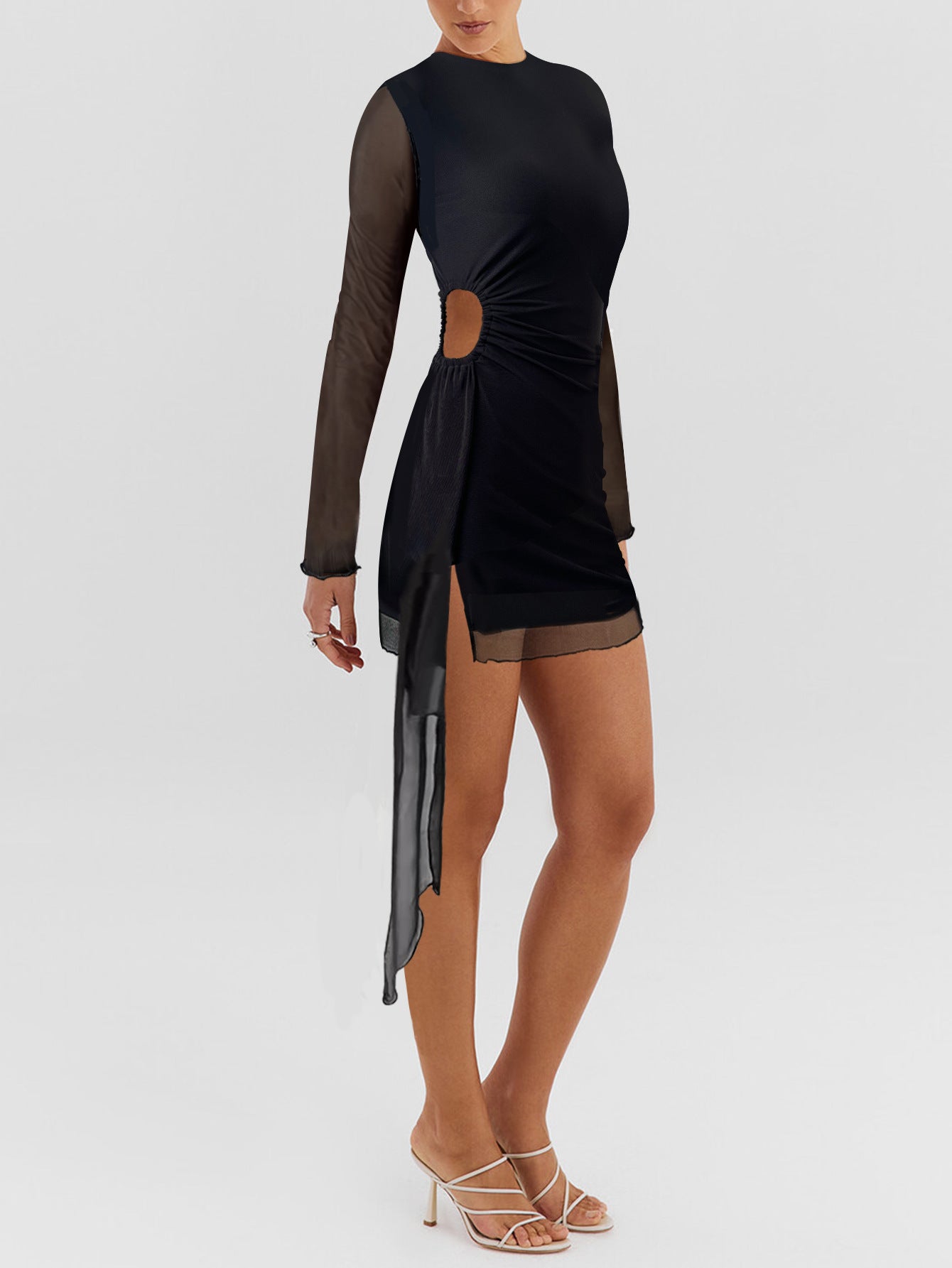 Sheer Sleeve Cutout Mini Dress