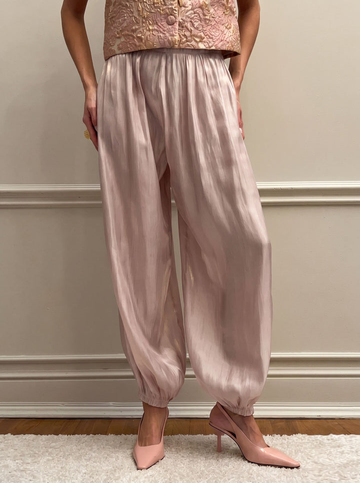 Silky Satin Elastic Hem Pants