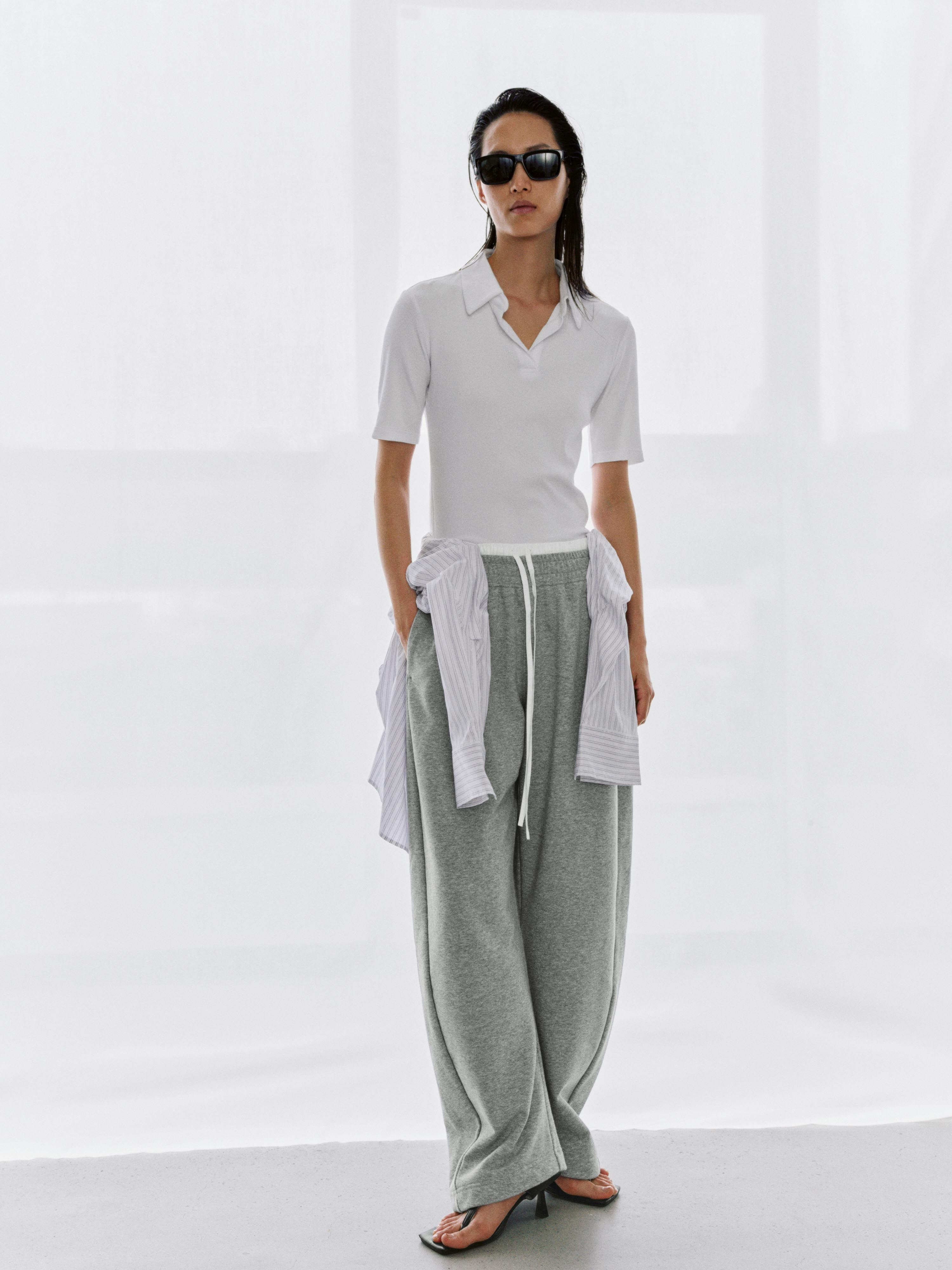 Urban Revivo Contrast Trim Drawstring Pull On Barrel Leg Pants