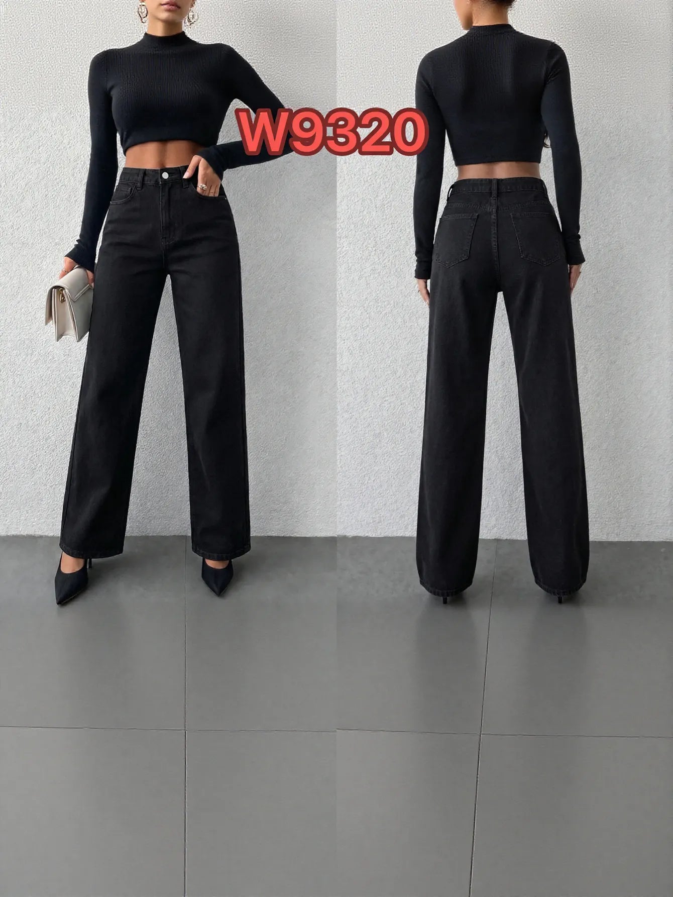 High Waisted Black Wide Leg Jeans