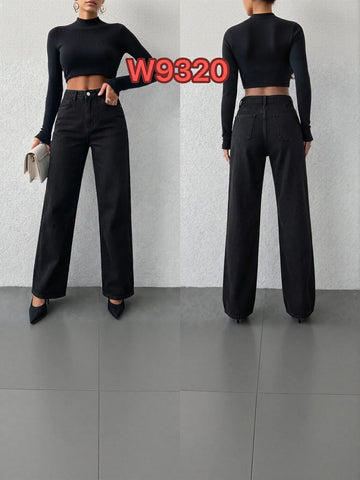 High Waisted Black Wide Leg Jeans