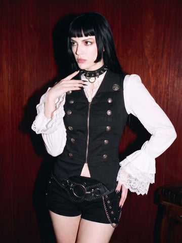 Gothic Military Style Zip Vest