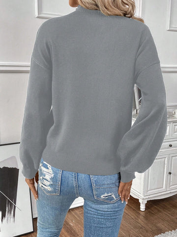 Embellished Pearl Knit Pullover Sweater