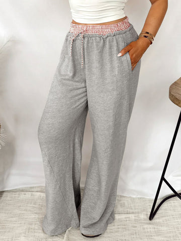Wide-Leg Drawstring Pocket Casual Sweatpants