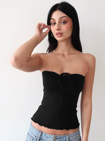 Ruched Bow Detail Halter Tank Top