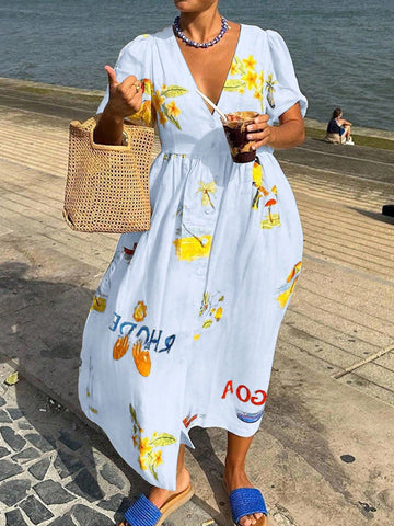 Floral Print Button Down Maxi Dress