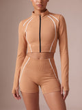 Seamless Quarter Zip Workout Shorts Set