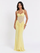 Sexy Halter Mesh Insert Maxi Dress