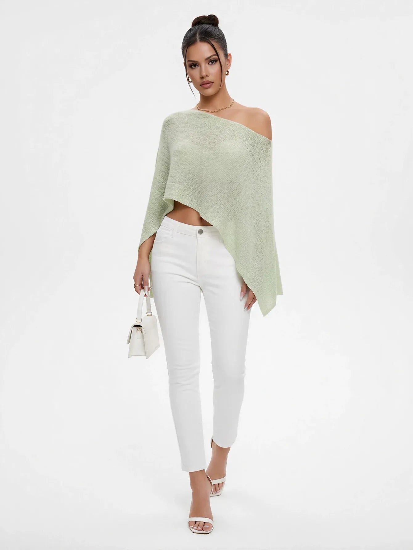 Off Shoulder Cropped Knit Sweater