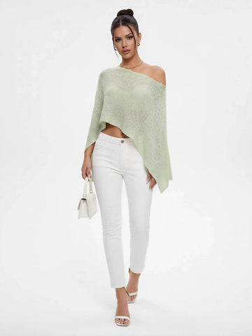 Off Shoulder Cropped Knit Sweater