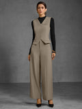 Tailored Vest And Wide Leg Pants Set