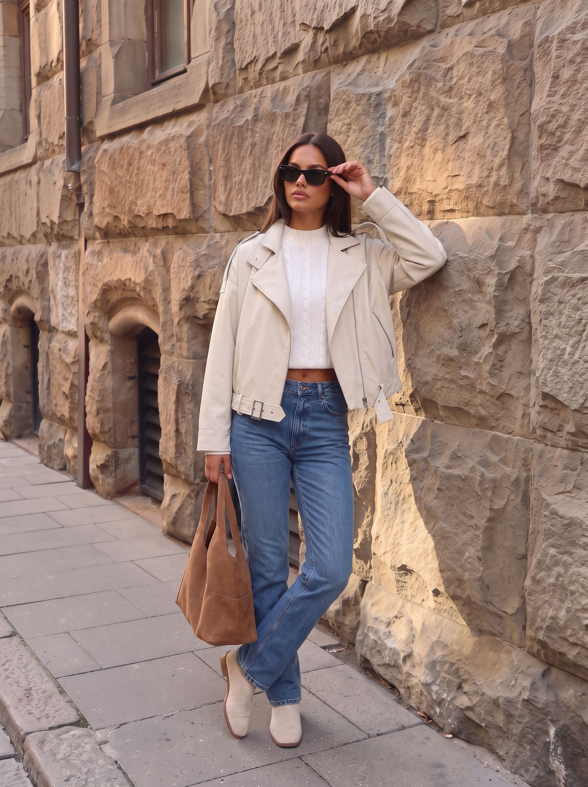 Oversized Faux Leather Moto Jacket
