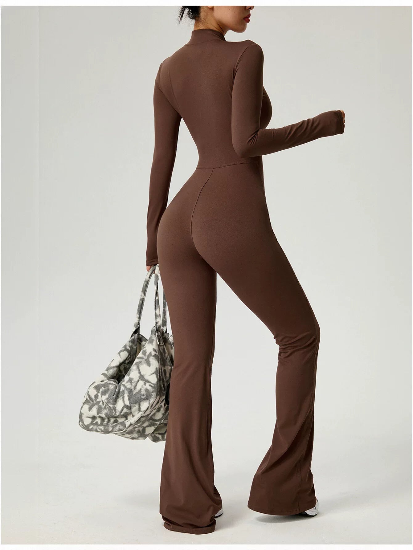 Sculpting Zip Front Flare Jumpsuit