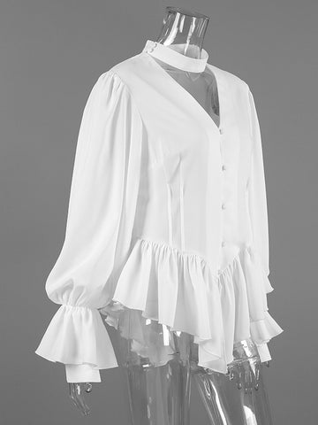 Chic Ruffled Chiffon Peplum Blouse