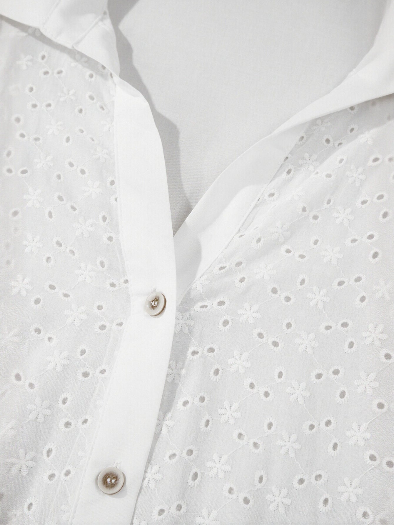 Embroidered Eyelet Button Down Shirt
