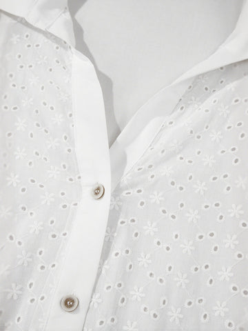Embroidered Eyelet Button Down Shirt