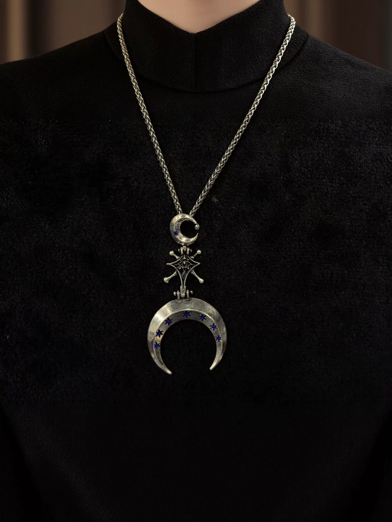Celestial Gothic Moon Star Necklace