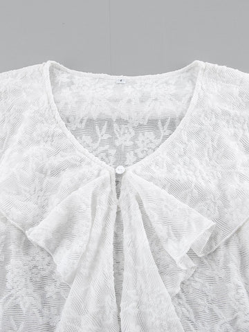 Elegant Ruffle Lace Long Sleeve Blouse