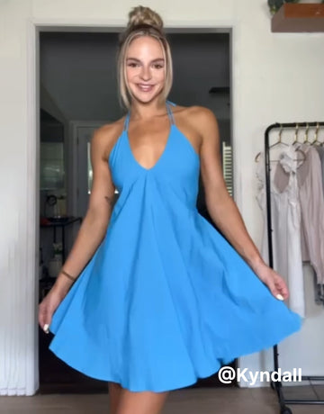 Flowy Halter Neck Mini Dress