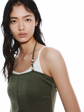 2 In 1 Halter Neck Shirring Detail Tank Tops