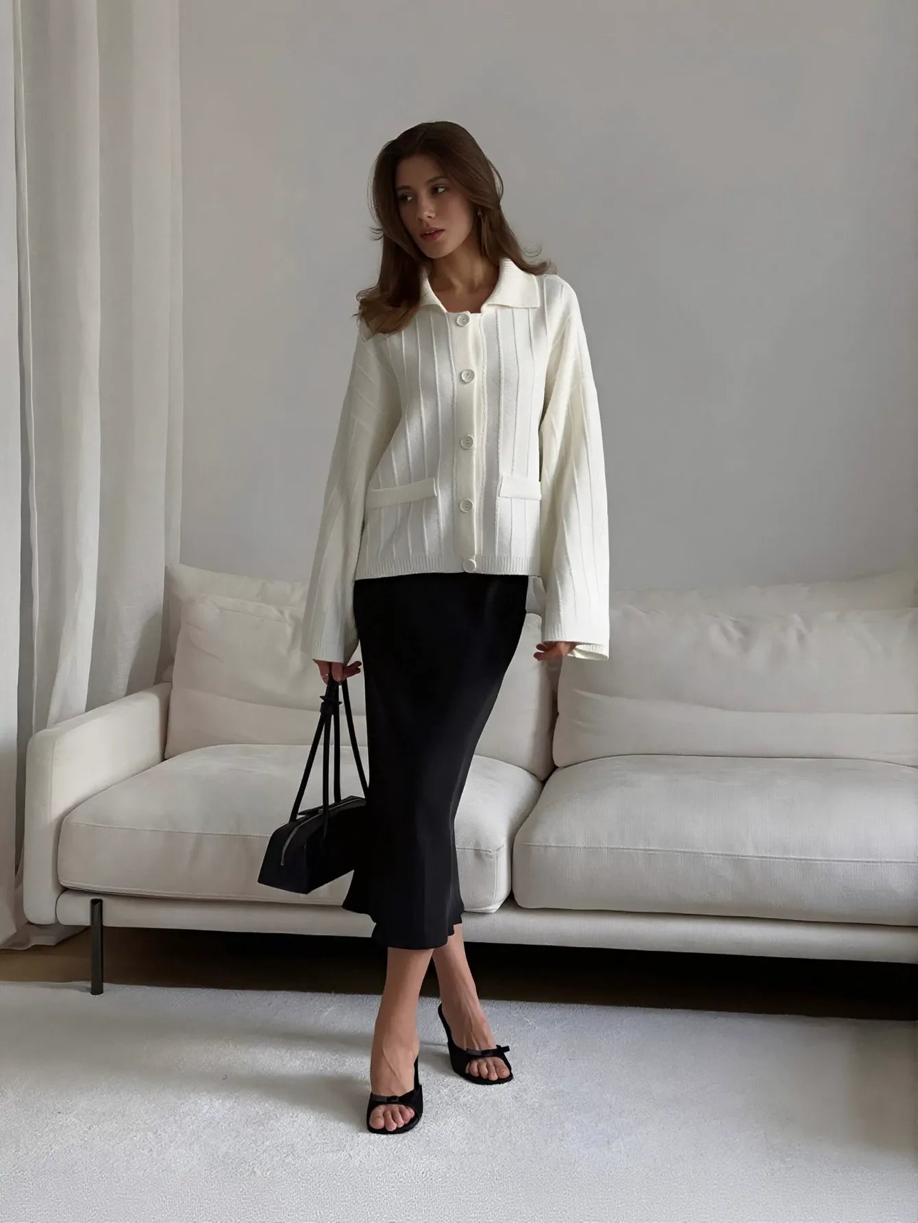 Oversized Ribbed Knit Button Up Cardigan