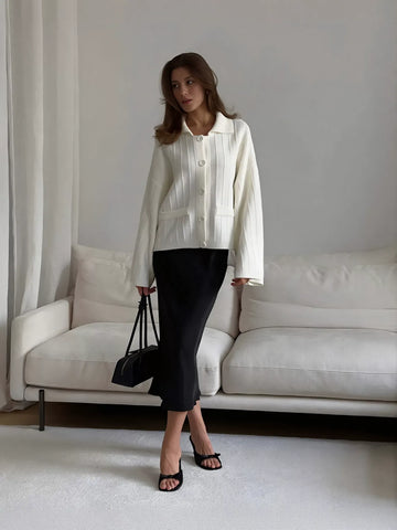 Oversized Ribbed Knit Button Up Cardigan