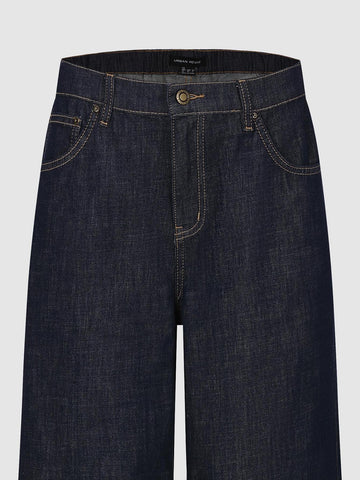 Urban Revivo Stitch Detail Straight Leg Jeans-Indigo