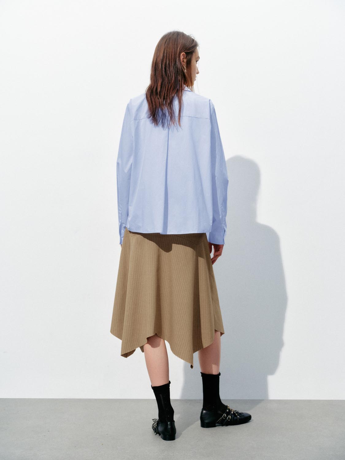 Urban Revivo Irregular Hem A-Line Skirts-Lightu00A0 Khaki Stripes