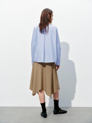 Urban Revivo Irregular Hem A-Line Skirts-Lightu00A0 Khaki Stripes