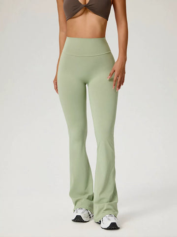 High Waisted Ruched Flare Yoga Pants