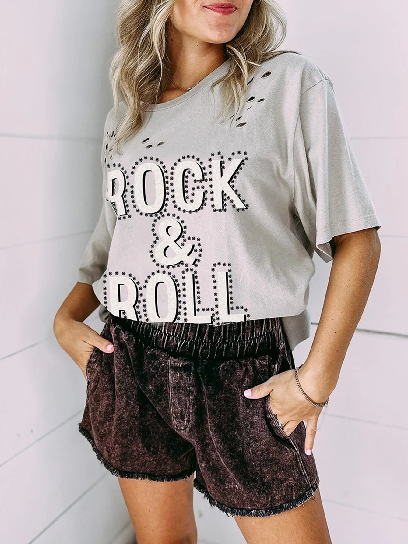 Distressed Detail Graphic Print T-Shirt
