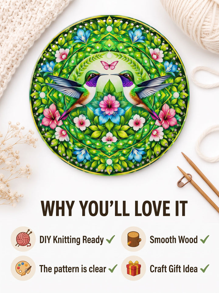 Hummingbird and Floral Mandala Crochet Basket Bottom