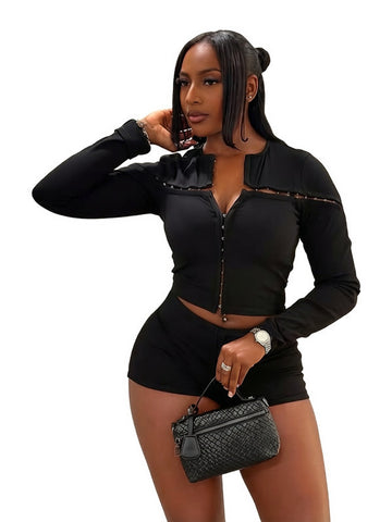 Slim Fit Hook Eye Short Set