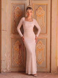 Ruched Sequin Long Sleeve Maxi Dress