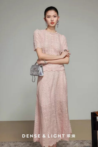 Embellished Lace Short Sleeve Pullover