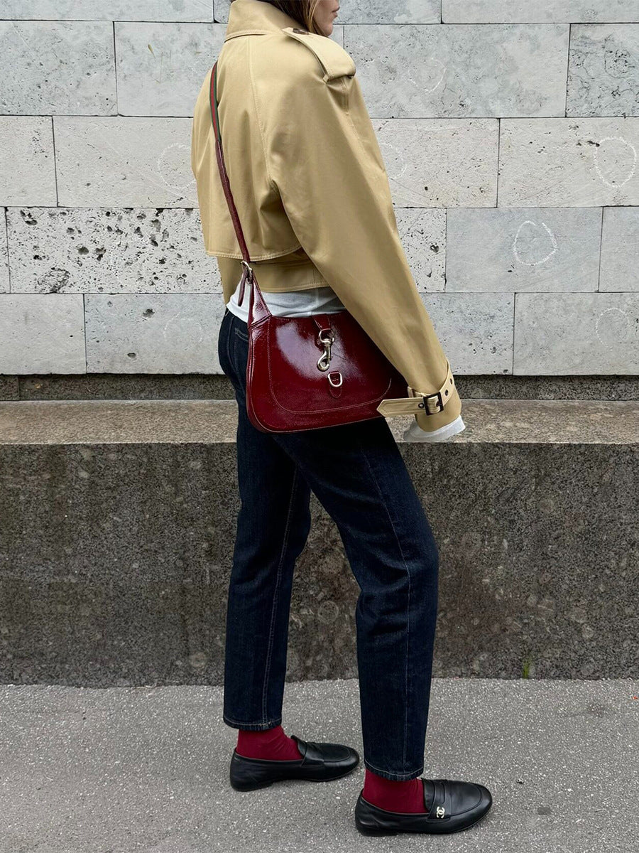 Cropped Belted Utility Trench Coat