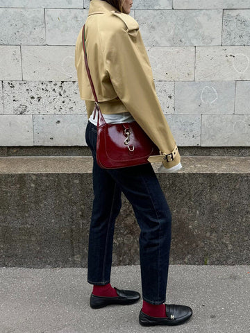 Cropped Belted Utility Trench Coat